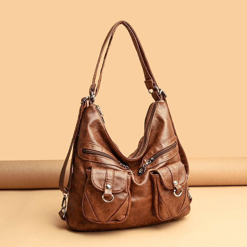 Fashion Designer Women Bag Vintage Leather Shoulder Bags for Women Large Capacity Female Handbag Crossbody Bags Lady Tote Purse