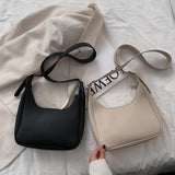 PU Leather Street Crescent Zipper Shoulder Handbag Casual Retro Mini Shoulder Bag Female Simple Crossbody Bag