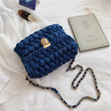 Cyflymder Bags for Women Hand Woven Bag Strip Thread Hook Knitted Women's Shoulder/Crossbody Bag Clutch Bag bag