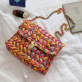 Cyflymder Bags for Women Hand Woven Bag Strip Thread Hook Knitted Women's Shoulder/Crossbody Bag Clutch Bag bag