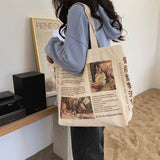 Cyflymder 1Pc Women Canvas Shoulder Bag Alice in Wonderland Shopping Bags Students Book Bag Cotton Cloth Handbags Tote for Girls New