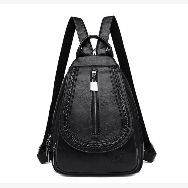 Women Leather Backpacks Zipper Female Chest Bag Sac a Dos Travel Back Pack Ladies Bagpack Mochilas School Bags For Teenage Girls