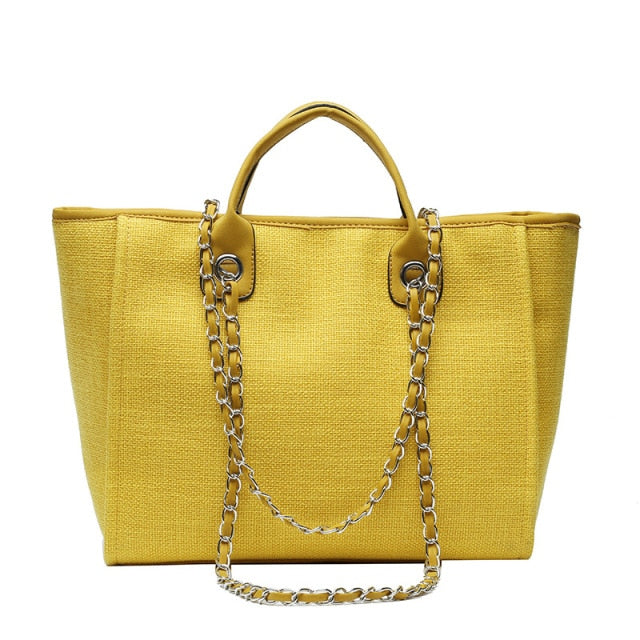 casual large capacity tote designer chains women handbags luxury canvas lady shoulder mesenger bags female big purses new