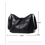 Cyflymder Fashion PU Leather Shoulder Bag Portable Elegant Women Large Capacity Mother Daily Square Bag Travel Multi-zipper Messenger Bag