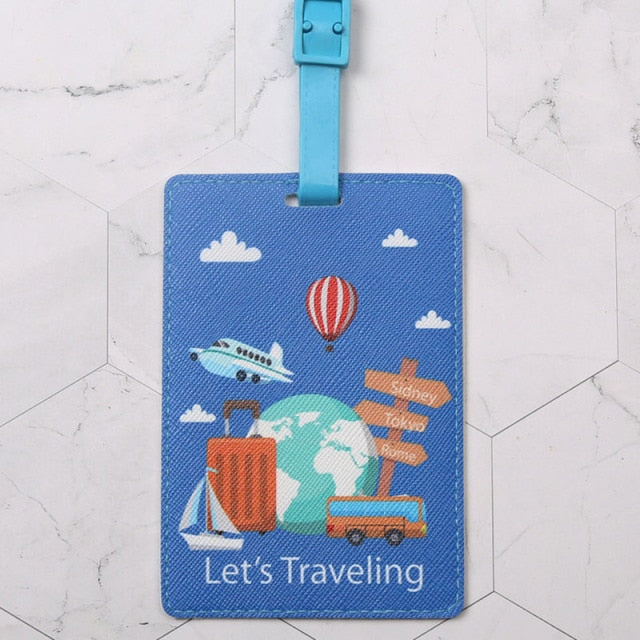 Creative World Map High Quality Travel Accessories Luggage Tag PU Suitcase ID Addres Holder Baggage Boarding Tag Portable Label