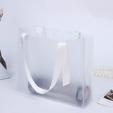 PVC Shopper Handbag Transparent Frosted Plastic Clothing Reusable Store Shopping Gift Bag Cosmetic Storage