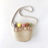 Handmade Floral Rattan Kids Crossbody Mini Shoulder Bag Summer Straw Beach Bag Girls Casual Messenger Bags Handbag