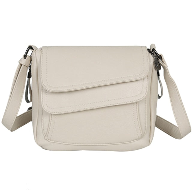 Winter White Handbag Soft Leather Luxury Handbags Women Bags Designer Female Shoulder Messenger Bag Mother Bags For Women