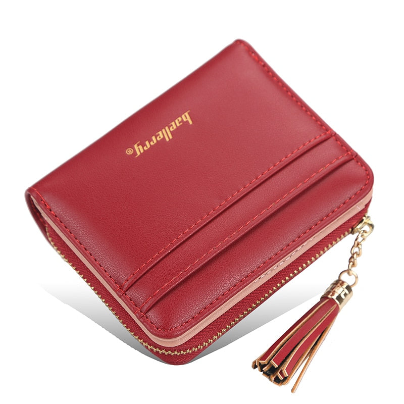 New Women Wallets Short Women's Wallet Small Zipper Coin Purse Card Holder Luxury Brand PU Leather Female Wallet Red Black