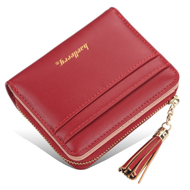 New Women Wallets Short Women's Wallet Small Zipper Coin Purse Card Holder Luxury Brand PU Leather Female Wallet Red Black