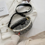 Pearl Designer MINI Woolen Cloth Crossbody Bags For Women Winter Shoulder Handbags Female Travel Branded Trending Hand Bag