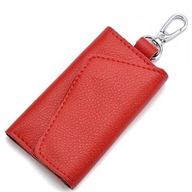 Men Key Holder Housekeeper Leather Car Key Wallets Keys Organizer Women Keychain Covers Zipper Key Case Bag Unisex Pouch Purse