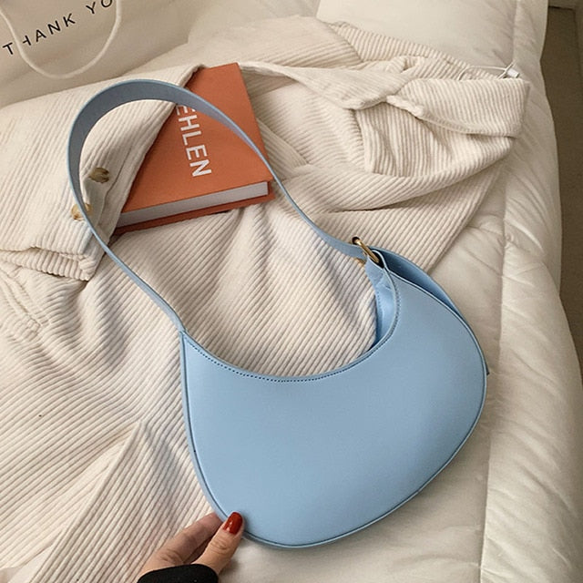 Crescent Small Tote Handbags Women's Luxury Brand Leather Shoulder Bags Female Clutch Bags Ladies Fashion Travel Underarm Purses