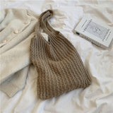 Cyflymder New Wool Knitted Shoulder Shopping Bag for Women Vintage Fashion Cotton Cloth Girls Tote Shopper Bag Large Female Handbag