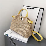 Weave Square Tote bag Summer New High-quality Straw bag Women's Designer Handbag Beach Travel bag Shoulder Messenger Bag