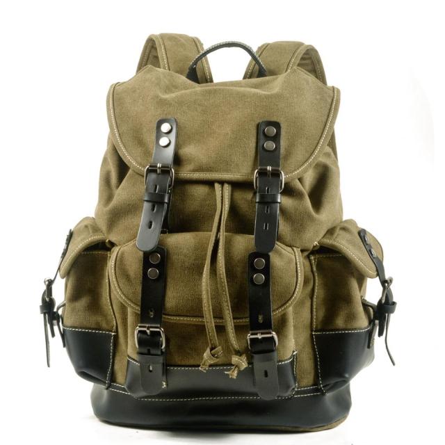 Cyflymder Men's outdoor shoulder casual student bag large capacity travel backpack canvas leather climbing bag
