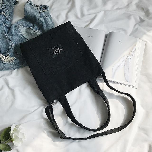 Cyflymder Corduroy Shoulder Bags Striped Cloth Fabric Handbags Casual Zip Tote Canvas Crossbody Bag Cute Shopping Bag For Ladies