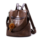 Fashion leather PU laptop backpack women brown crossbody bags for women  travel anti-theft backpack rucksack vintage bag