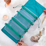 4PCS in 1 Cosmetic Bag For Women Zipper Mesh Separable Cosmetics Pouch Ladies Foldable Nylon Bag Rope Makeup Bag Kosmetyczka