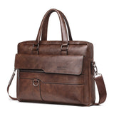 Retro Men PU Leather Black Briefcase Business Men Handbags Male Vintage Shoulder Messenger Bag Men Large Laptop Handbags