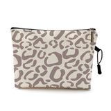 Water Resistant Makeup Bag Zebra Stripe Brown Pink Leopard Print Linen Cosmetic Bag Organizer Bag Women Beauty Bag Travel Bags
