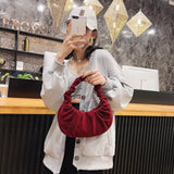 Fashion Women Shoulder Bag Pleated PU Leather Handbag Female Daily Autumn Casual Street Travel Underarm Bags Shopping Tote