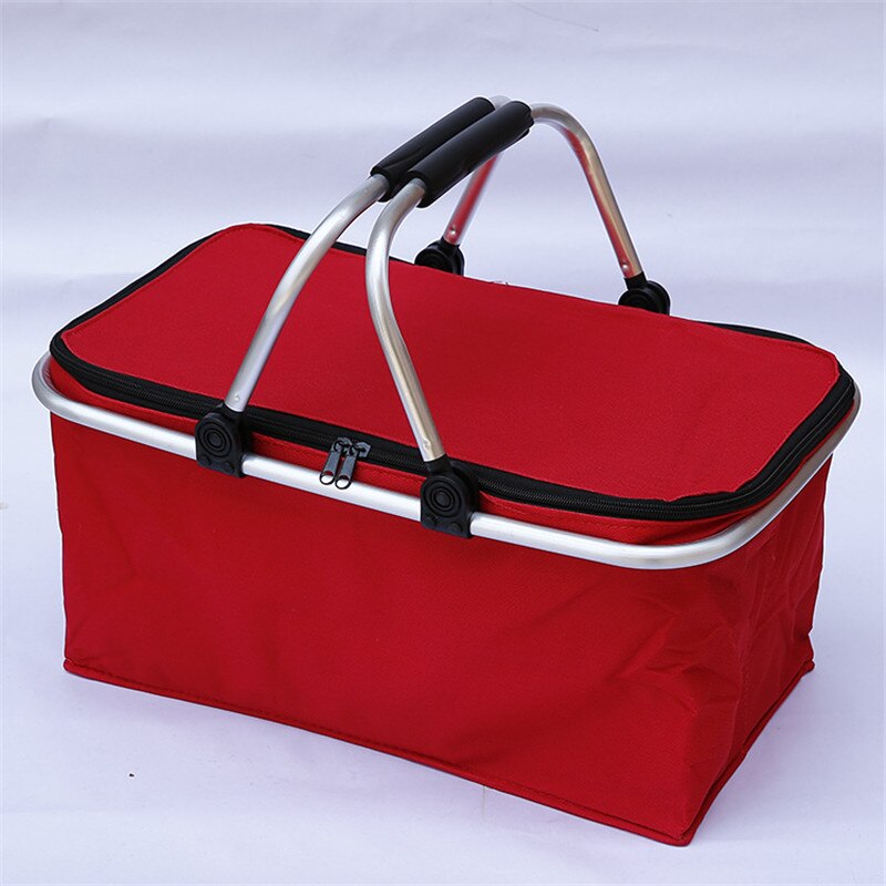 32L Folding Picnic Camping Lunch Bags Insulated Cooler Bag Cool Hamper Storage Basket Bag Box Outdoor Portable Picnic Basket