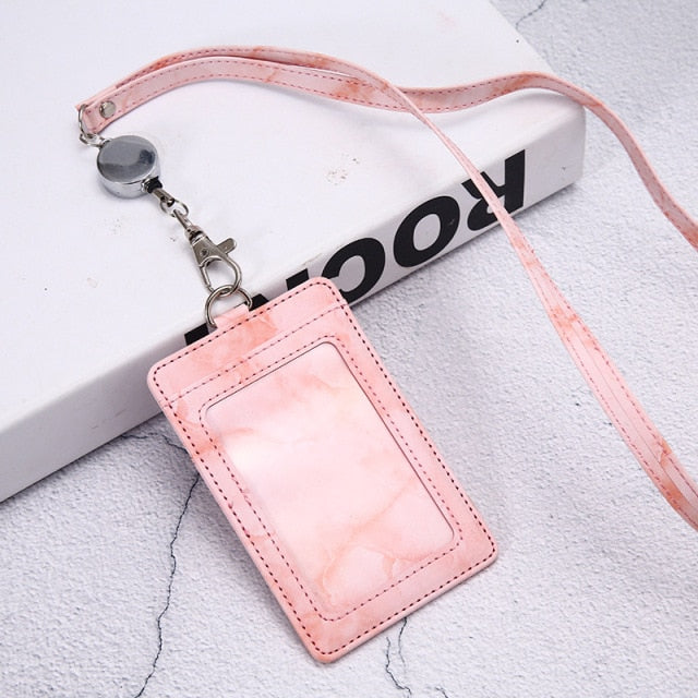 Adjustable Retractable Card Holder Name Badge Holder Work Bank Business Credit Card Students Bus Card Cover Case with Lanyard