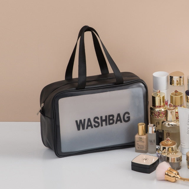 PVC Transparent Waterproof Cosmetic Bag for Women Large Capacity Portable Travel Scrub Toilet Makeup Bag Dressing Storage Bag
