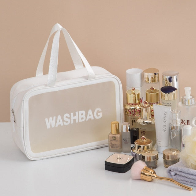 PVC Transparent Waterproof Cosmetic Bag for Women Large Capacity Portable Travel Scrub Toilet Makeup Bag Dressing Storage Bag