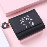 Cyflymder New Women Wallet Cute Cat Short Wallet Leather Small Purse Girls Money Bag Card Holder Ladies Female Hasp Fashion