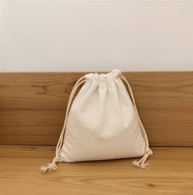 Kawaiii Cotton Fabric Lattice Drawstring Storage Pouch Packaging Gift Bag Underwear Socks Jewelry Organizer  Christmas Bag