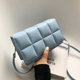 Solid Color Fashion Shoulder Handbags Female Travel Cross Body Bag Weave Small PU Leather Small Flap Purse Handbags