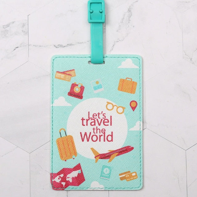Creative World Map High Quality Travel Accessories Luggage Tag PU Suitcase ID Addres Holder Baggage Boarding Tag Portable Label