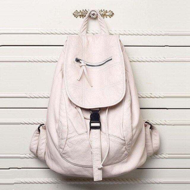 Luxury Famous Brand Designer Washed Leather Women Backpack Female Shoulders Bag Teenager School Bag Fashion Women's Bags S2405