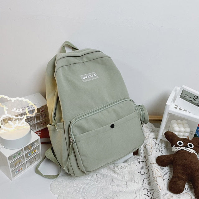New Waterproof Nylon Women Backpack Large Capacity Solid Color Travel Bag College Schoolbag for Teenage Girls Laptop Backpacks