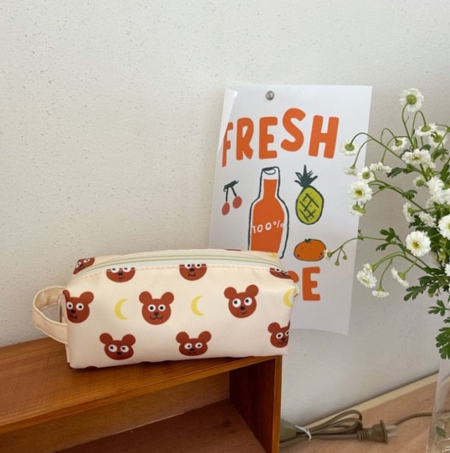 Cyflymder Cow Print Pencil Case Bag Storage Pouch Simple Stationery Bag Holder for Middle High School Office College Student
