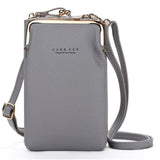 PU Leather Women Mobile Phone Bag New Purse Clutch Handbag Solid Color Crossbody Bags For Ladies Mini Wallet