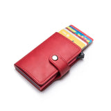 Cyflymder Casual Card Holder Hasp Protector Smart Card Case RFID Aluminum Box Slim Men and Women PU Leather Wallet Gifts for Men