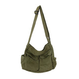 HOCODO Women's Canvas Shoulder Bags Casual Shopping Bags Female Large Capacity Tote Ladies Solid Color Shoulder Crossbody Bag