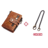 New Small Wallet Men Crazy Horse Wallets Coin Purse Quality Short Male Money Bag Rifd Cow Leather Card Wallet Cartera