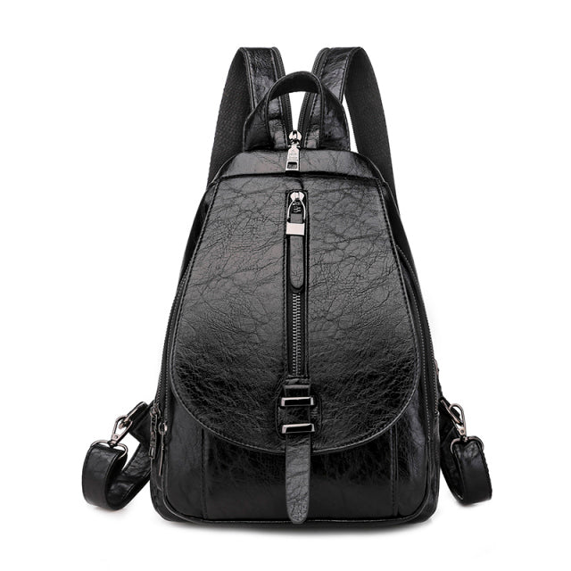 Cyflymder New Women Backpack High Quality Oil Wax Leather Backpack Chest Bag Fashion Travel Backpack Daily Bag Backbag Mochila Sac