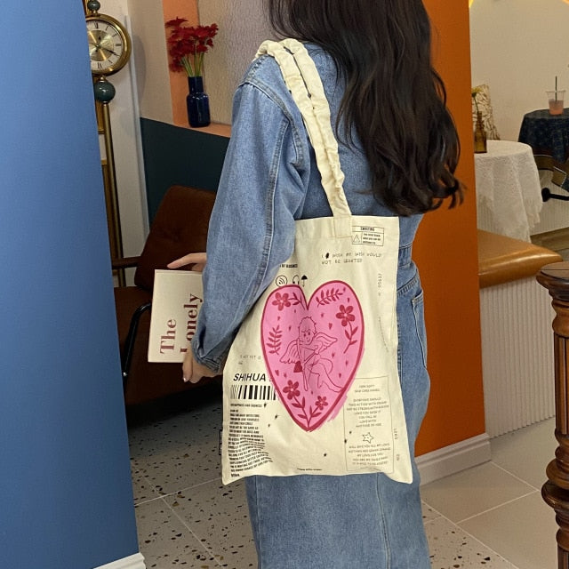 Youda Women Canvas Shopping Bag Female Canvas Cloth Shoulder Bags Eco Handbag Tote Reusable Grocery Shopper Students Book Pack