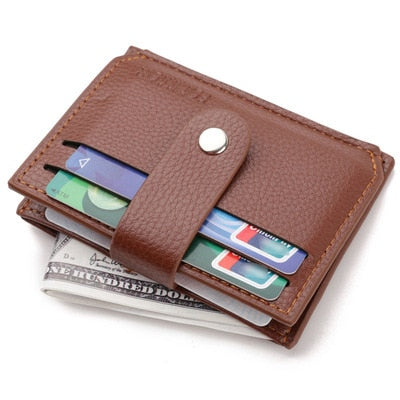 Fashion Mini Wallet Men Leather PU Card Holder Thick Zipper Hasp Purse Business Bank Credit Card Bag Holder Small Coin Bag Male Gifts for Men
