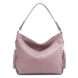 New Fashion Brand Real Genuine Leather Tassel Women's Handbag Elegant Ladies Hobo Crossbody Shoulder Bags Bucket Shopper