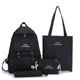 4/5Pcs Sets Canvas School Backpacks For Teenage Girls Harajuku Portfolio To School Women's Bag Set Women's Backpack For Computer