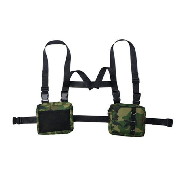 Punk Chest Bag Hip-Hop Tactical Streetwear Waist Pack Unisex Outdoor Functional Vest bags Two Pockets Harness Chest Rig Bag