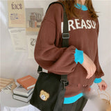 Casual Cute Bear Messenger Bag Girl Canvas Shoulder Bag Women Fashion Crossbody Bag Student Bag