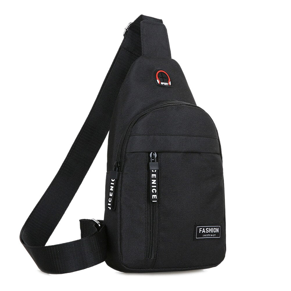 Fashion Men's Shoulder Bag Sling Chest Pack Canvas USB Charging Sports Crossbody Handbag For Men Chest Bags Belt Waist Pack