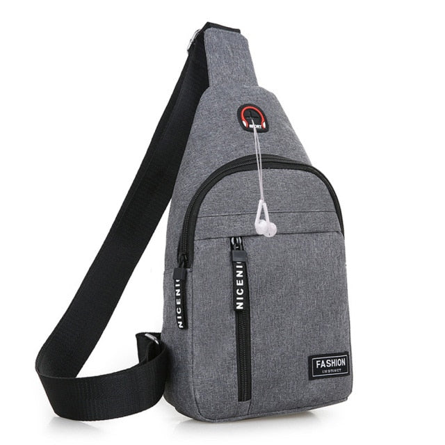 Fashion Men's Shoulder Bag Sling Chest Pack Canvas USB Charging Sports Crossbody Handbag For Men Chest Bags Belt Waist Pack